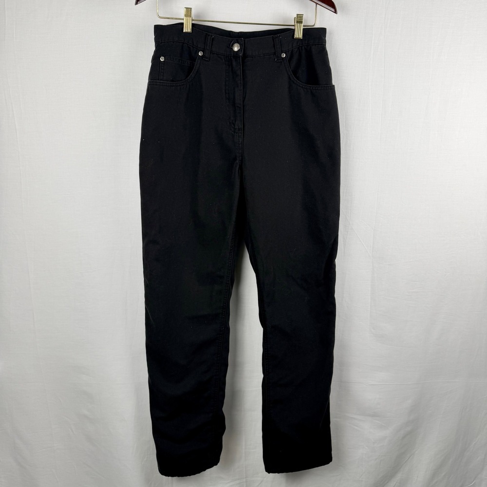Woolrich Womens Flannel Lined Pants Black Canvas Straight Leg Outdoor 29x29.5